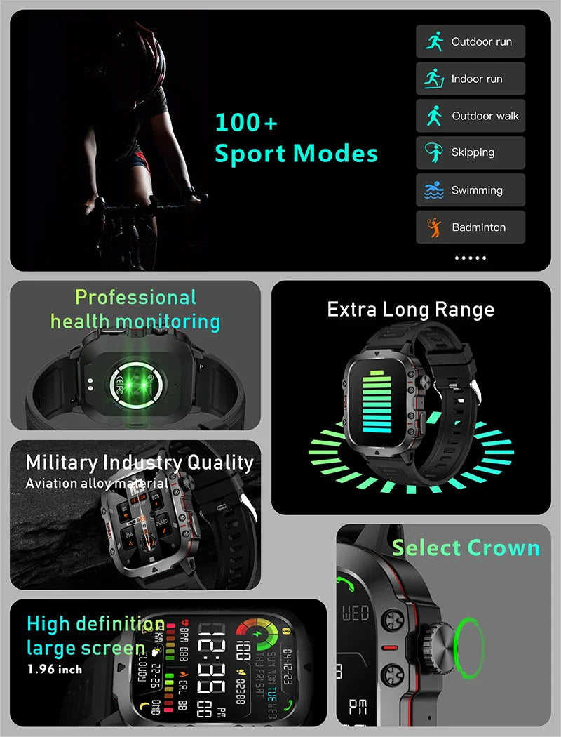 Military Style Smart Watch/ Fitness Tracker (IPHONE/ANDROID)